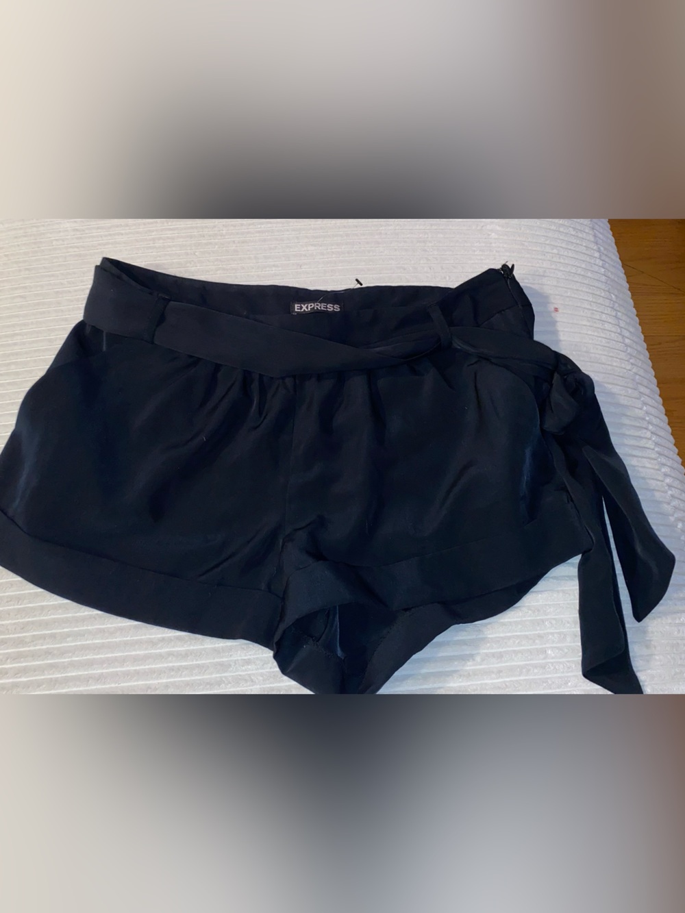 Express Black High-Rise Wrap Tie Shorts